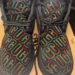 UGG Black Boots with Vibrant Logo Pattern